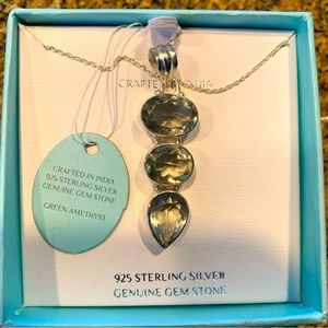Green Amethyst sterling silver necklace